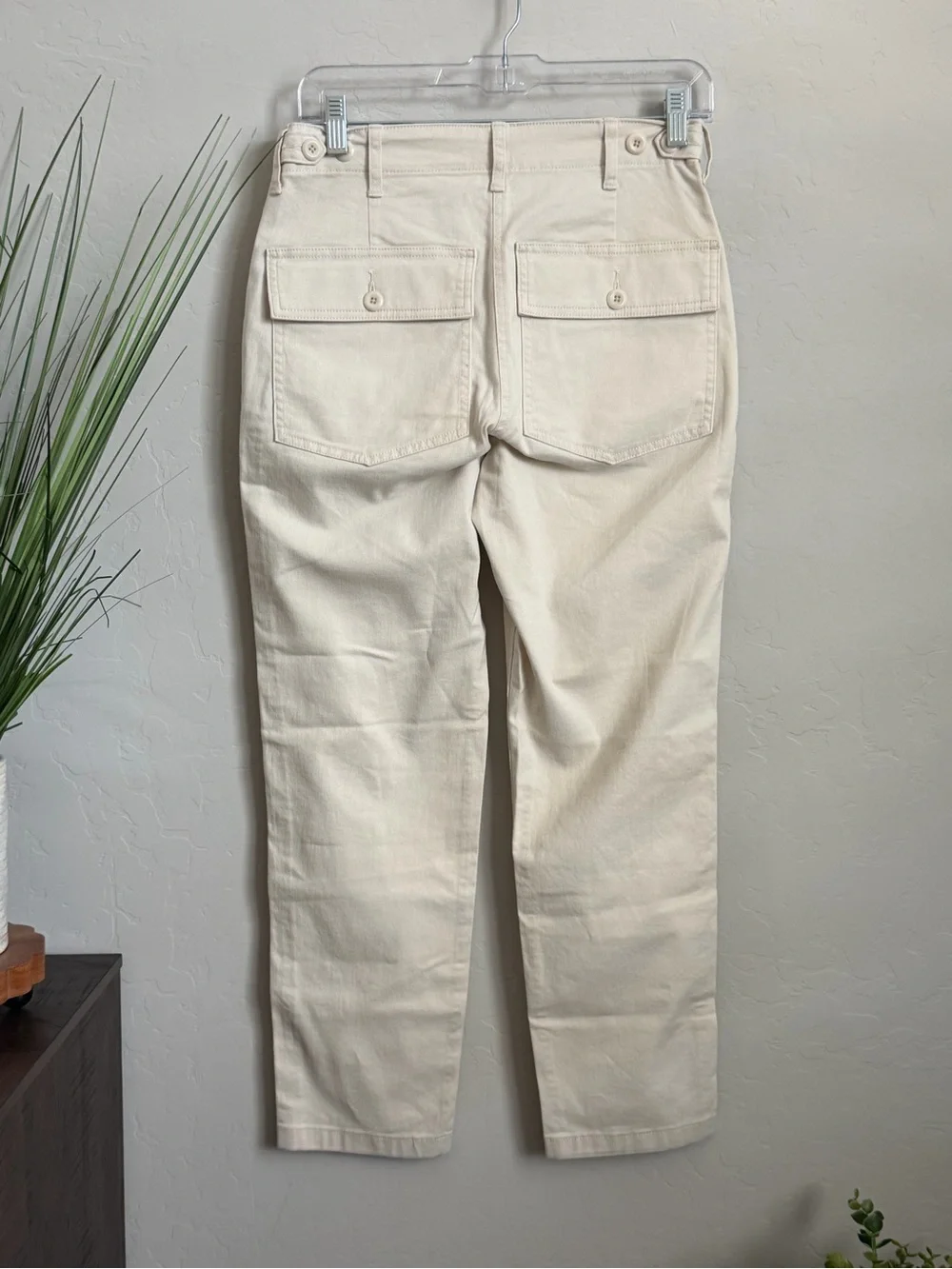 NWT J.Crew Straight Leg Utility Pants Natural Ivory Cotton Stretch Size 4